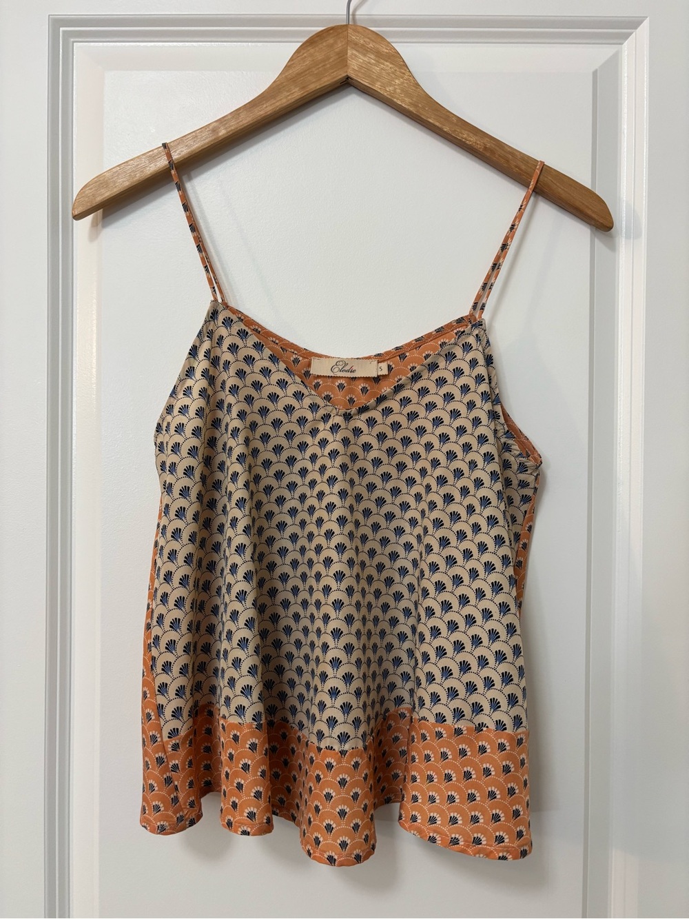 Elodie Peach Multicolor Floral Print Cami Tank Top, Size S